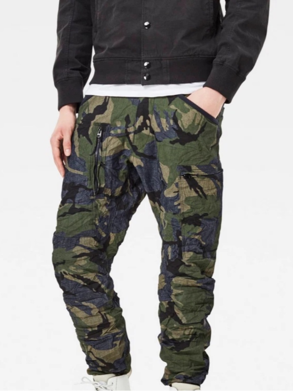 G-Star Raw Powel 3D Tapered Cuffed Camo Military Cargo Pants W33 L32 D05430-8760